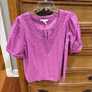 Draper James Women's Magenta Eyelet Blouse